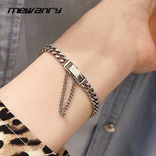 Mewanry 925 Sterling Silver Bracelet New Fashion Punk Vintage Thick Chain Tassel Thai Silver Party Jewelry Girls Gifts Wholesale