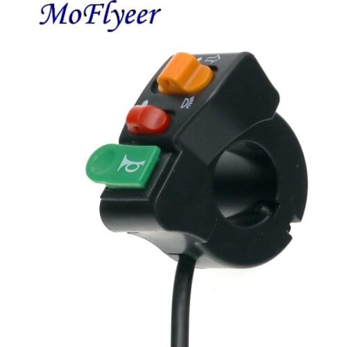 MoFlyeer Motorcycle 7/8 Handlebar Horn Turn Signal Head Light Beam Kill Switch