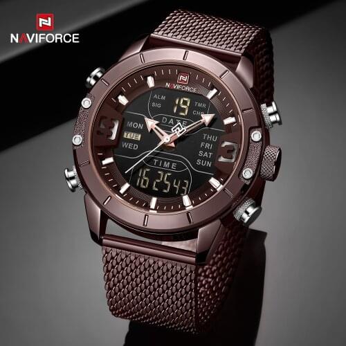 NAVIFORCE Top Luxury Brand Watch Men Waterproof Quartz Sport Wrist Watch Military Style Mens Analog Digital Watches reloj hombre