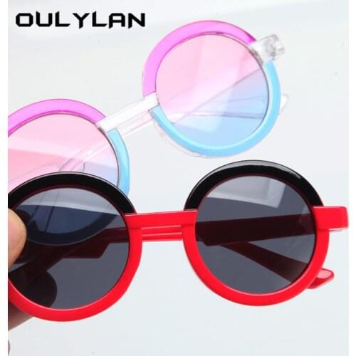 Oulylan 2021 Trends Round Kids Sunglasses Boys Girls Vintage Colored Glasses Children Cute Baby Black Glasses UV400 Colorful