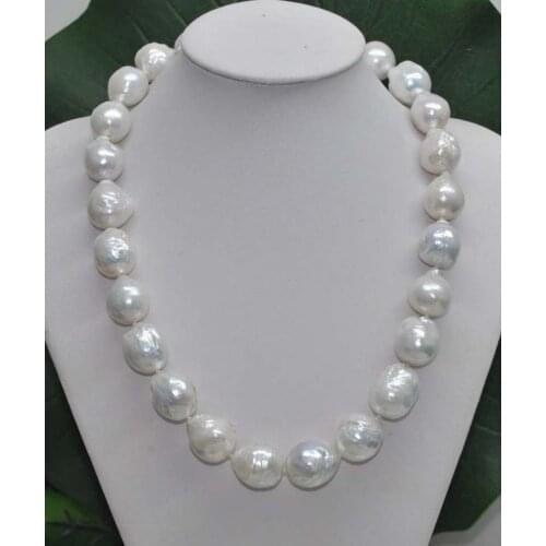 Fine REAL HUGE SOUTH SEA WHITE BAROQUE PEARL NECKLACE18''AAA+ free shipping
