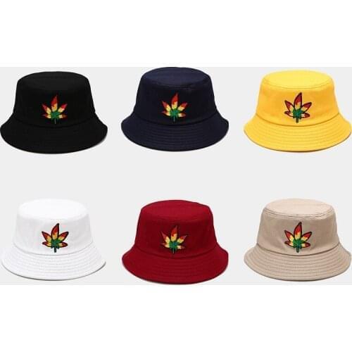 2021 Spring New Gradient Leaves Bucket Hat Unisex Fishman Hat Outdoor Street Hip Hop Panama Cap