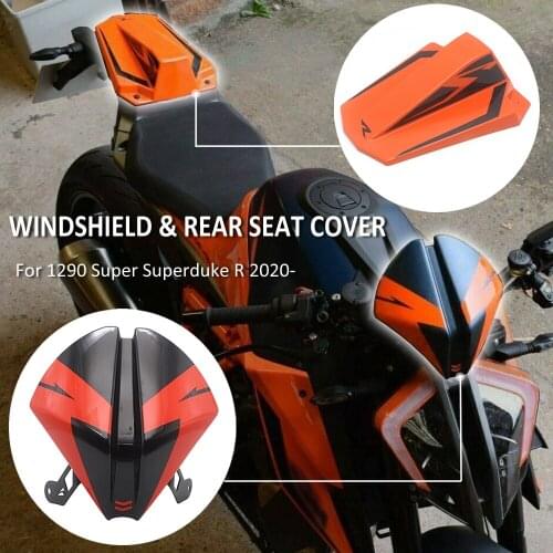 Motorcycle Front Windshield Windscreen Airflow Wind Deflector Rear Seat Fairing Seat Cowl Cover For 1290 Super Superduke R 2020