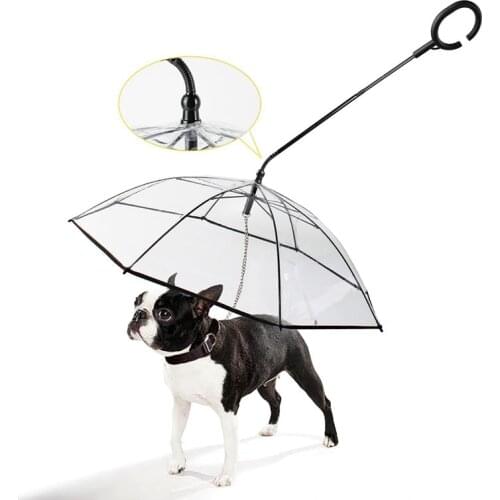 Transparent Pet Umbrella Keeps Pet Dry Comfortable In Rain Telescopic Handle Pet Umbrella Rain Gear with Dog Leads