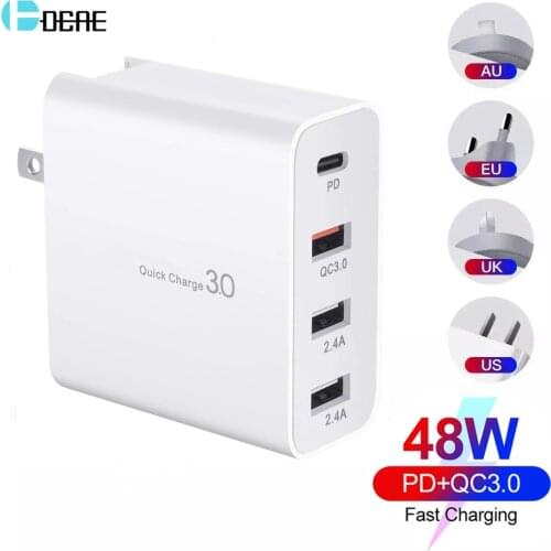 Quick Charge 3.0 USB Charger PD Fast Charging 36W for iPhone 12 11 XS XR X 8 QC3.0 Type C Wall Power Adapter For Samsung Xiaomi