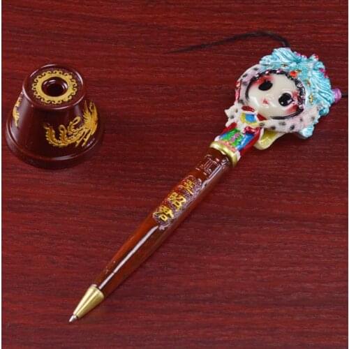 Peking Opera Character Ballpoint Pens Party Favor Collectible Stationery Display Black Ink Office Writting Supplies 20pcs/lot