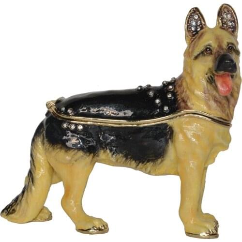 German Shepherd Dog Trinket Box Keepsake Box Jewelry Container Dog Figurine Sculpture Gift
