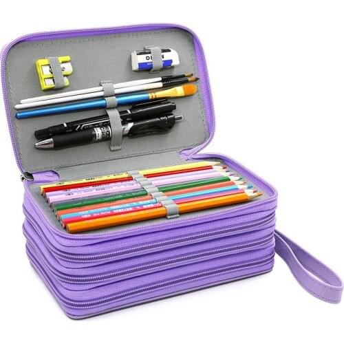72 Holes School Pencil Box Black Pencilcase for Girls Boy Pen Case Large Cartridge Bag Stationery Big Penal Kit Supplies Pencase