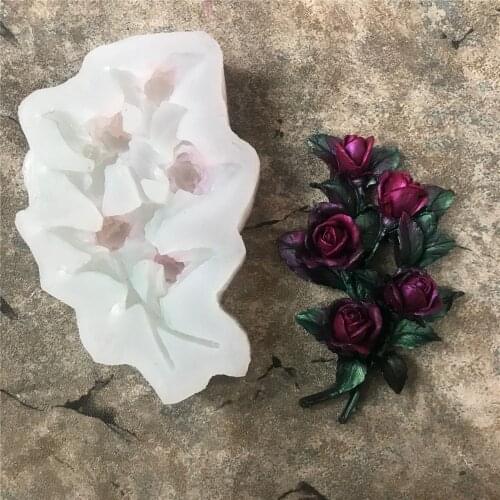 3D Rose Bouquet Silicone Fondant Cake Decorating Mold Epoxy Resin Glue Chocolates Molds Baking Tools Kitchen Accessories