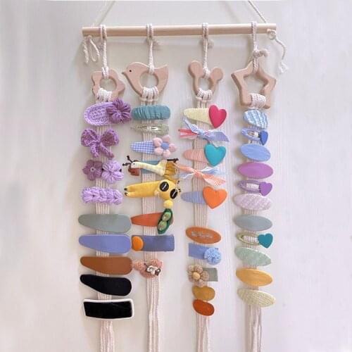 Nordic Wooden Baby Hairpin Hair Buckle Jewelry Photo Storage Rabbit Animal Wall Pendant Kids Girls Room Decoration Accessories