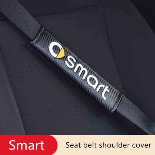 Smart 453 Fortwo Forfour Logo Embroidery PU Car Safety Seat Belt Vehicle Shoulder Cushion Safety Shoulder Protection Decorative