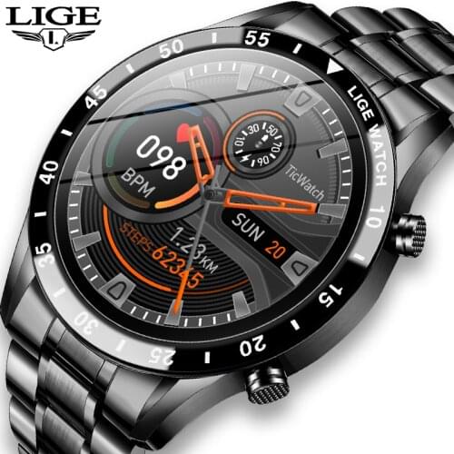LIGE Smart Watch Men Fitness Tracking Heart Rate Blood Pressure Monitoring Message Call Reminder Watch Bluetooth Call Smartwatch