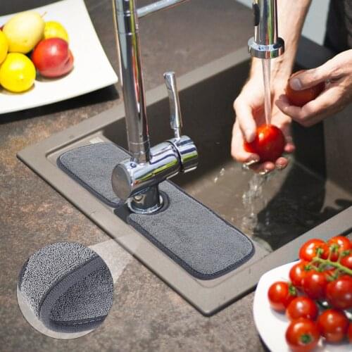 Kitchen Faucet Absorbent Mat Sink Splash Guard Microfiber Faucet Splash Catcher Water Drying Pads for Kitchen Bathroom and RV