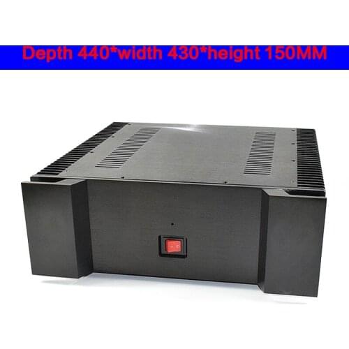 KYYSLB 440*430*150mm Aluminum Alloy Class A Post Level Amplifier Chassis Box House DIY with Cooling Holes Amplifier Case Shell
