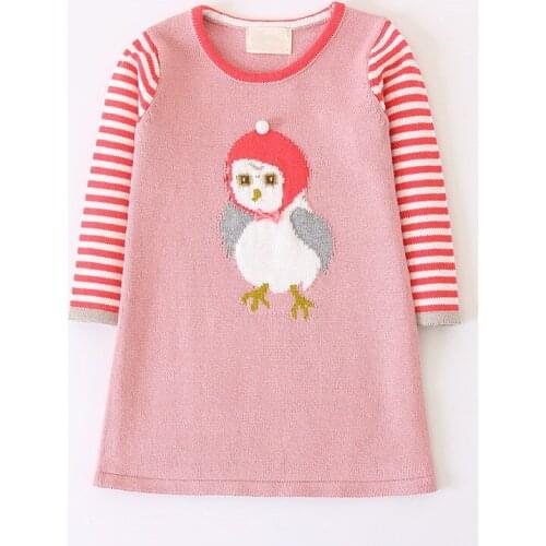 Spring Autumn Baby Girls Knitted Dress Long Sleeve Kids Sweater Dress Cute Mouse Baby Dress Casual Childrens Clothing 2-7 Years