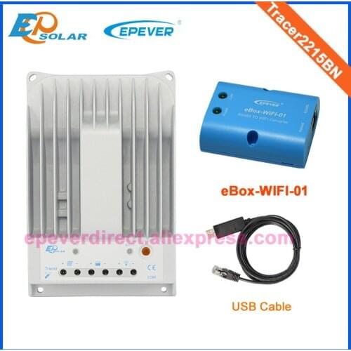 High quality and low price to AU and US Tracer2215BN solar controller eBOX-Wifi-01 USB cable commmunication 20A battery charger