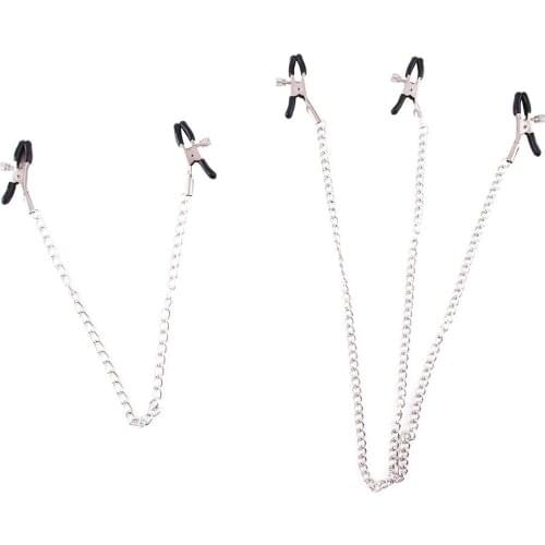 1 Pair Metal Bondage Nipple Clamps Chain Nipple Clips Labia Slave BDSM Women Toys Sex Games Sexual Game