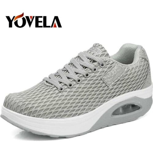 Women Flat Casual Sneakers Air Cushion Flats Shoes Women Breathable Mesh Printing Casual Shoes Slip on Platform Creepers Shoes