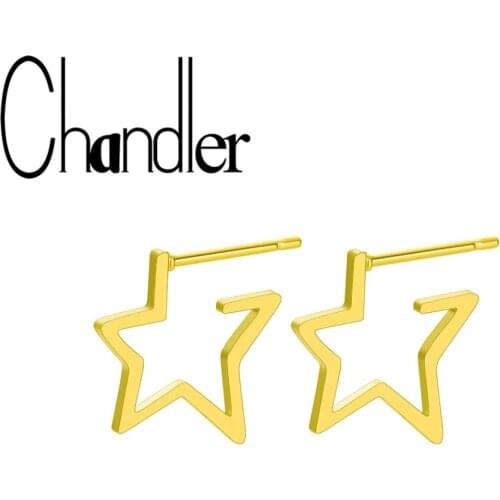 Chandler Star Earrings Punk Stud Earring Rose Gold Color Earings Stainless Steel Earrings For Women Jewelry Wholesale Oorbellen