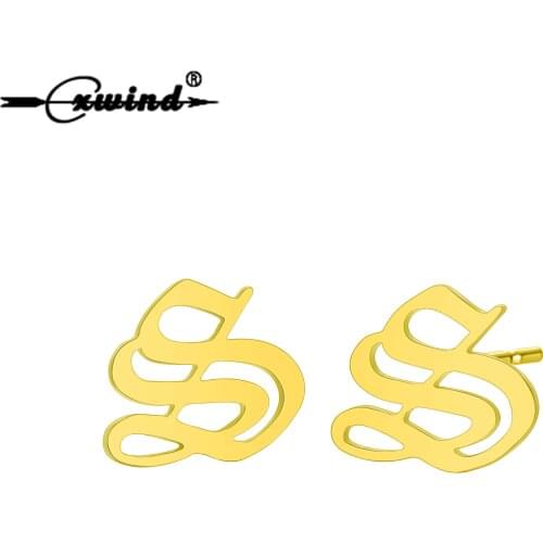 Cxwind Fashion Style Stainless Steel Letter Earrings Luxury Gold Initial S Earring Women Party Statement Jewelry Gift