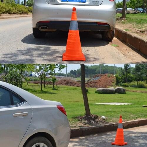 1 X Safety Traffic Cone Collapsible High-Vis Reflective Straps Road Folding