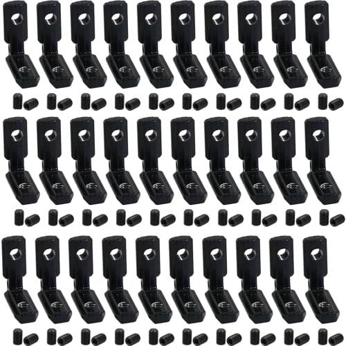10pcs 20pcs 50pcs 20s L Shape Black Inner Corner Connector Joint Bracket with Screws for 2020 Aluminum Profile with slot 6mm