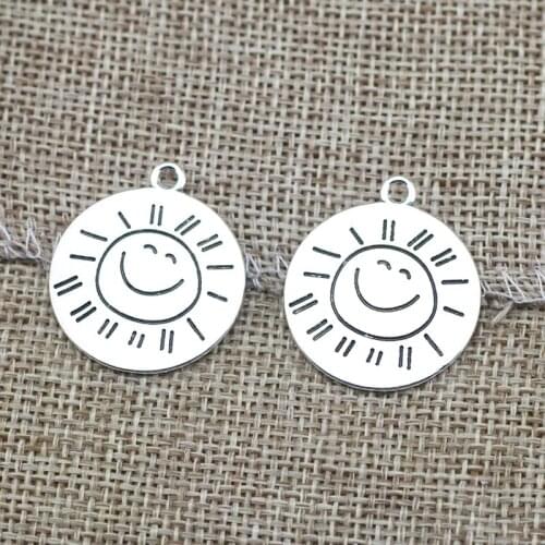 20 Pieces/lot Diameter 25mm Antique Silver Plated Round Disc You Are My Sunshine Only Sunshine Sun Charm Pendant