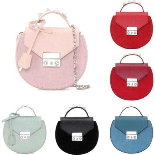 2020 New design women round saddle bags suede leather chain handbags