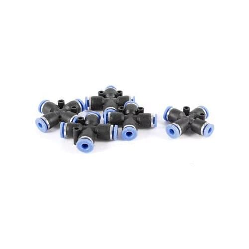 5pcs Plastic 4 Way Cross Shaped 4mm Pneumatic Tube Connector Quick Fittings