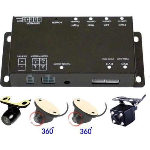 Free Shipping Car Four Cameras Image Switch Combiner Box for Left,Right,Front,Rear Parking Camera System 4 Cameras Video Control