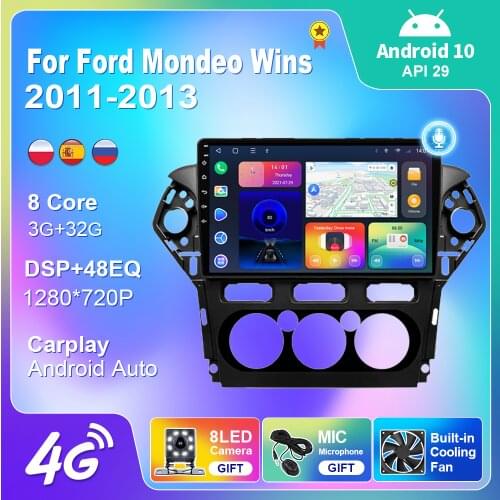 Android 10 Auto Car Radio For Ford Mondeo Wins 2011-2013 10 inch Automotive Multimedia DSP Video Player Navigation GPS WiFI 4G