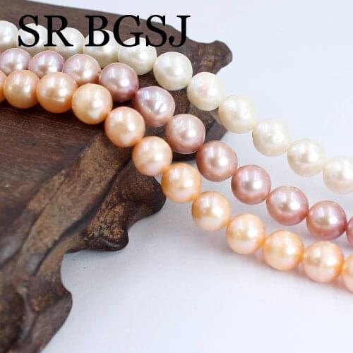 Free Shipping 8-9mm AA Round Reborn Edsion White Pink Purple Natural Freshwater Pearl DIY Beads Strand 14"