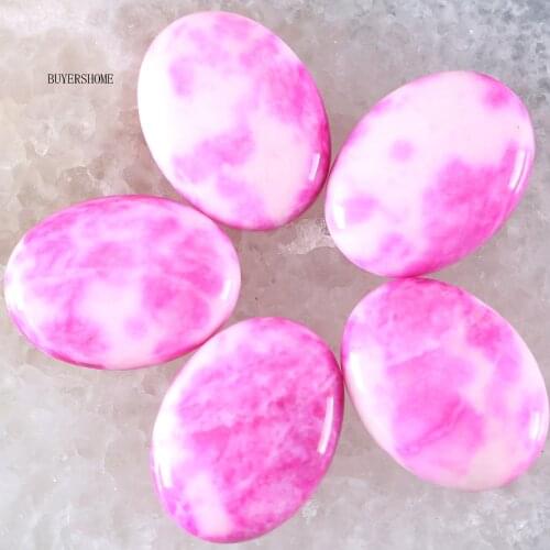 Free Shipping Fit Makeing Jewelry Necklace Bracelet Stone 30x40MM Natural Pink Jad Bead CAB Cabochon 1Pcs RK1719