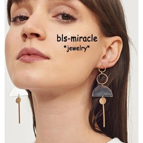 Bls-miracle Simple Vintage Geometric Multi-Element Combination Color Stud Earrings For Woman Bohemian Earring Statement Jewelry