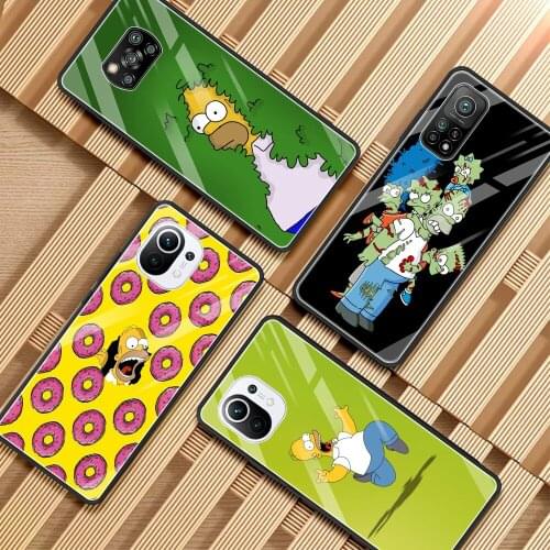 Phone Case for Xiaomi Mi 11 10T Note 10 9 9T 11i Pro 10Lite 5G Poco X3 X2 F3 F2 M2 Pro NFC Glass Cover Funny Homer Doughnut