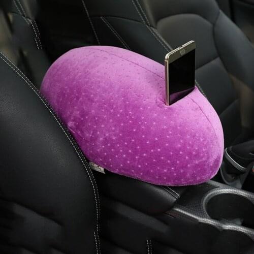 Plush Car Armrest Box Covers Hand Support Seat Gap Phone Storage Pocket Holder Memory Foam Auto Center Console Cushion Padding