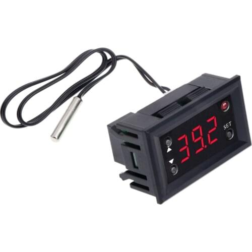 W1218 Digital Thermostat DC12V Temperature Controller For Incubator w/ Probe Red
