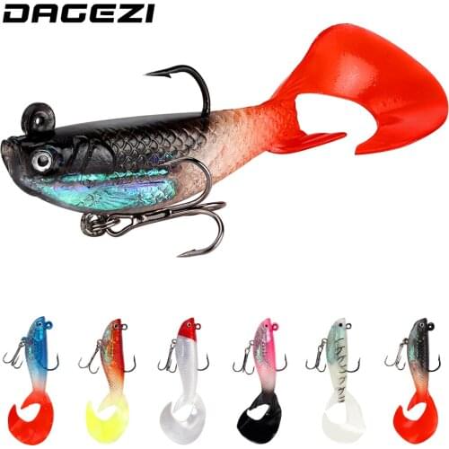 DAGEZI Jig Head Lead Soft Fishing Lure 1pcs Luminous Artificial Bait 9.7CM/13G Fishing Bait Sea Bass Carp Fishing Tackle pesca