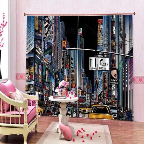 European Style architecture New York scenery Curtain For Living room bedroom Blackout Window Drapes Sets 2 Panels With Hooks