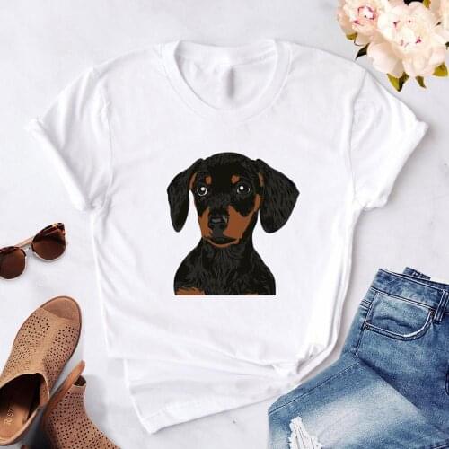 Summer Dog Graphic T Shirts Female Harajuku Short Sleeve T Shirt Hipster Dachshund Kawaii Streetwear Tees Women T-Shirt