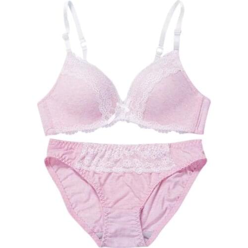 Smooth Wire Free Bras & Brief Shorts for Teen Girls Women Lace Patchwork Bra Sets