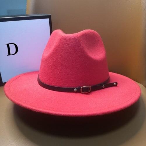 HT226 Vintage Felt Wide Brim Bowler Fedora Hat Winter Floppy Women Cap Felt Wide Brim Bowler Fedora Floppy Solid Color Women Cap