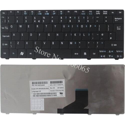 For Acer Aspire One ZE6 ZE7 PAV70 PAV80 NAV50 350 eM350 NAV51 355 eM355 D255E AOD255E NAV70 POVE6 UK Laptop Keyboard