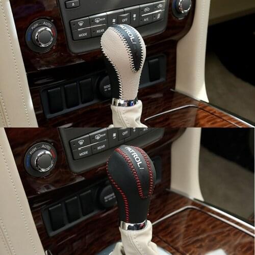 Hand Sewing Leather Car Gear Shift Knob For Nissan Patrol Y62 Armada 2016 2017 2018 2019 2020 Accessories