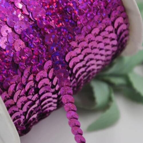 10Y Fushia Color Sequin Ribbon Spangle Lace Sewing Decoration Wedding Embroidery Trim Diy S18