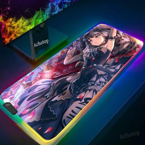 RGB Anime Cute Girl Mousepad XL Gaming Notbook Mouse Pad Gamer Mat PC Game Computer Desk mouse mat Keyboard Large Play Mats LED
