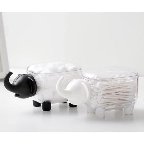 Cartoon Elephan Cotton Swab Box Cotton Pads Storage Boxs Toothpick Storage Case Organizer Home Decoration