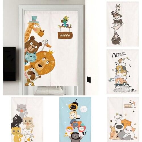 Cartoon Animal Bedroom Door Curtain Fabric Curtain Decorative Curtain For Home Decoration Partition Half Panel Curtain