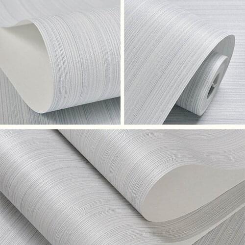 1 Roll Metallic Silver Gray Vinyl Textured Wallpaper Beige Background Stripes Plain Solid Color Grey Wall Paper Roll Home Decor