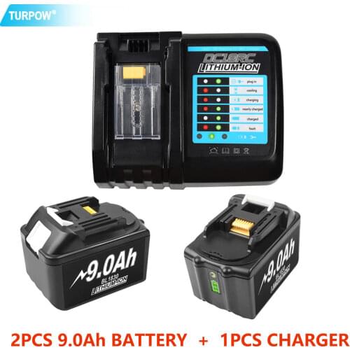 Turpow 18V 9.0Ah Rechargeable battery for Makita BL1830 Power Tools Li-ion battery Drills replace for BL1815 BL1860 BL1840